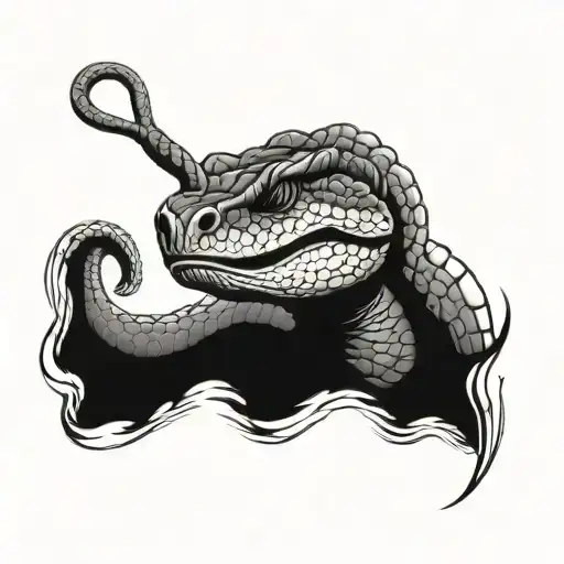 Rattlesnake Head Facing Right With Tongue Out