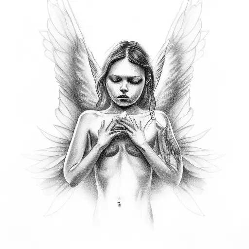 Angel Desnudo Con Rostro Triste