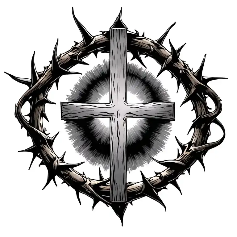 Create A Tattoo With The Crown Of Thorns With A Cross Under It
