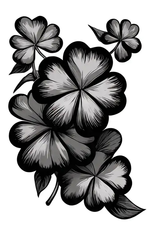 3 Clovers Black And White