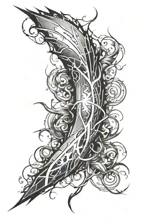 Lightening Line Work Wrapping From Shoulder Down Arm To Wrist