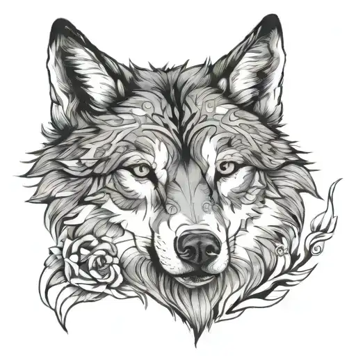 Wolf With Lina Mark Tattoo