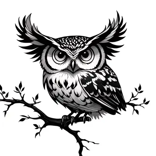 Owl Sitting On Life Tree