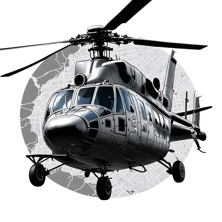 Hue Helicopter With Map Back Ground