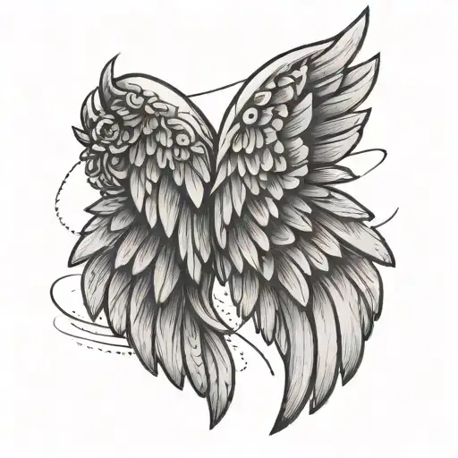 Small Minimalist Line Angel Wings Wrist Tattoo For Mother