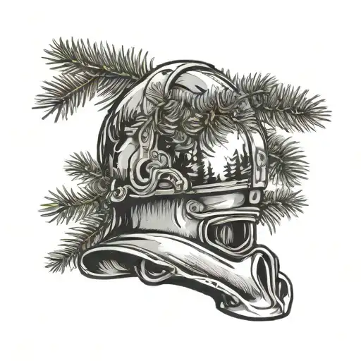 European Spruce Tree With A Helmet On It