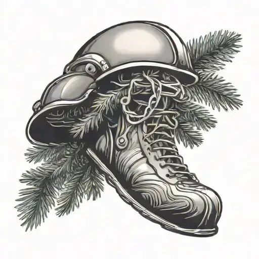 European Spruce Tree With A Helmet On Top Of It