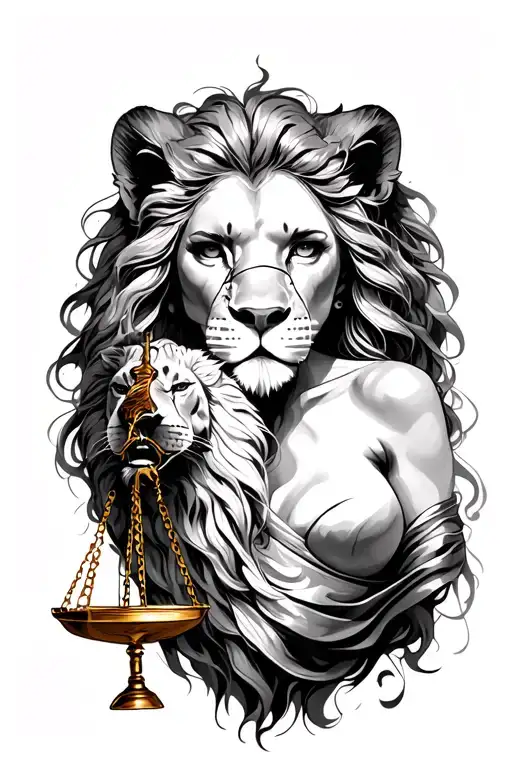 Lion Head And Blind Woman Justice Sensuel