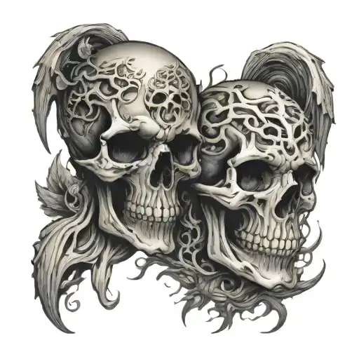 Forrest Witch Summoning Skulls Facing Each Other