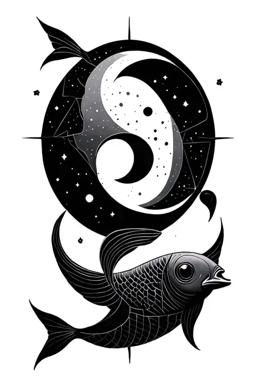 Geometric Pisces And A New Moon Phase Design