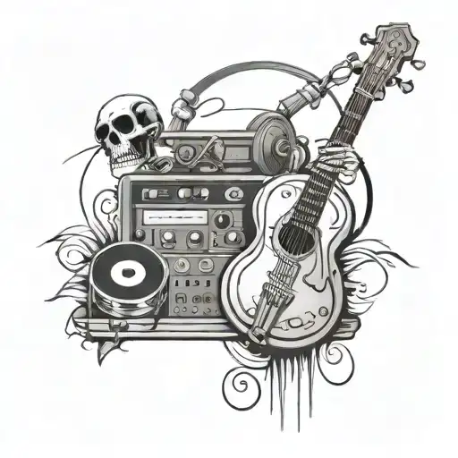 Skeleton Dj Music And Bass Clef