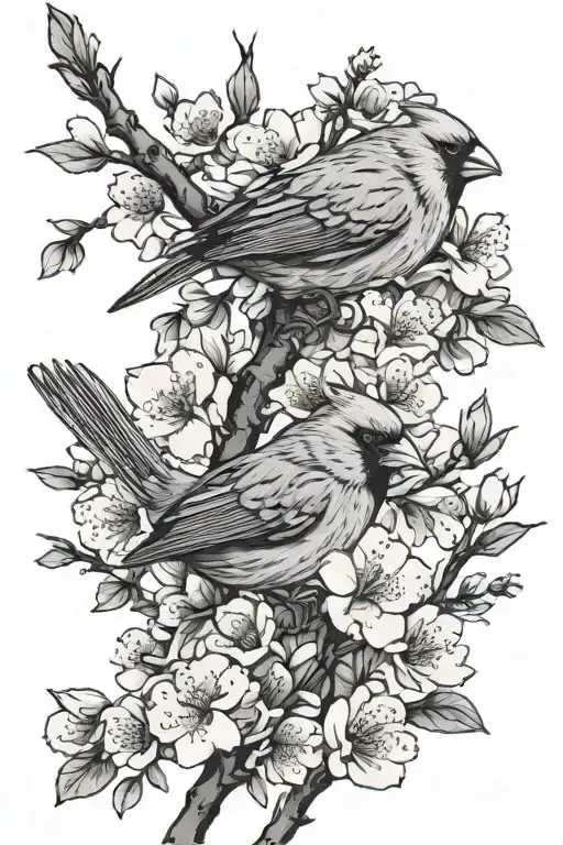 Cardinal Cherry Blossoms Wrap