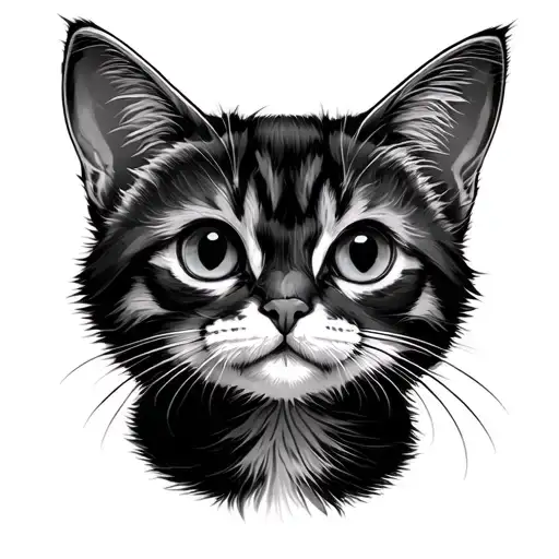 Cute Cat In Simple Outline