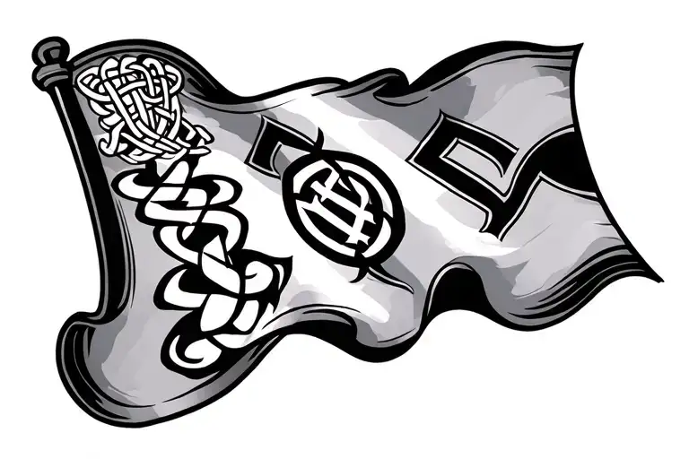 Rectangular Bavarian Flag With Celtic Runes