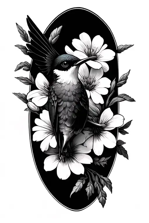 Colibri Surroundes By Flowers Blooming