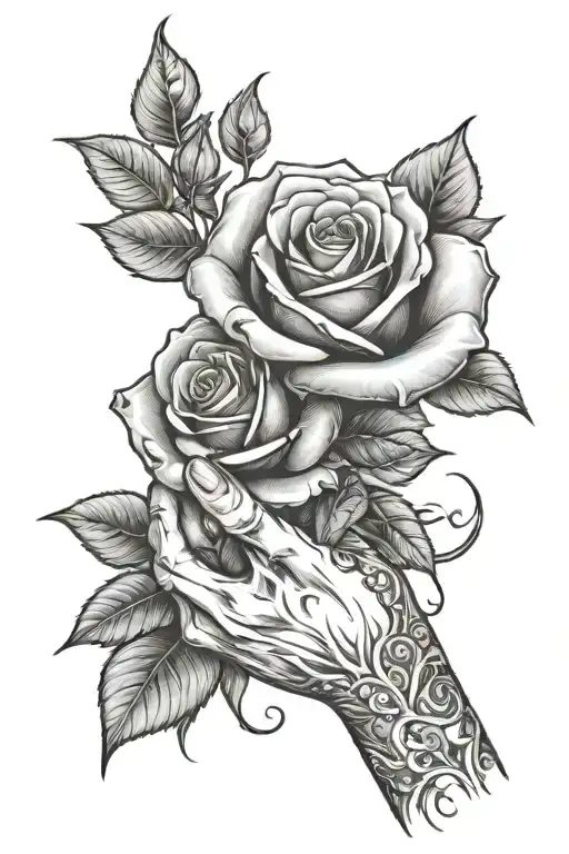 Bone Hand Holding Rose