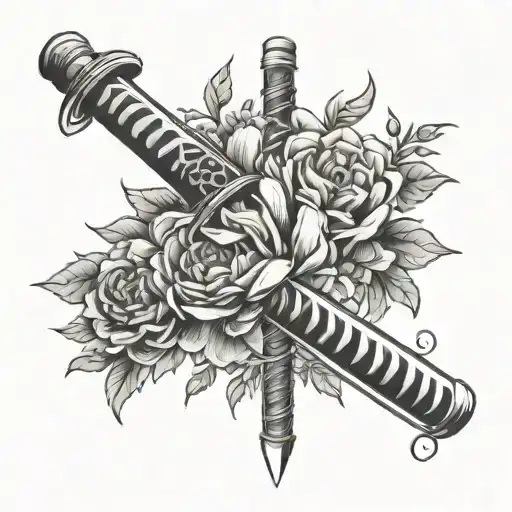 Samurai Sword With Flowers