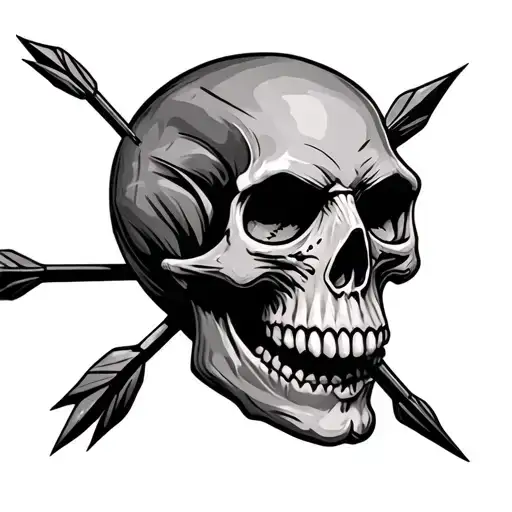 Demonic Skull With Arrows Planted In The Skull