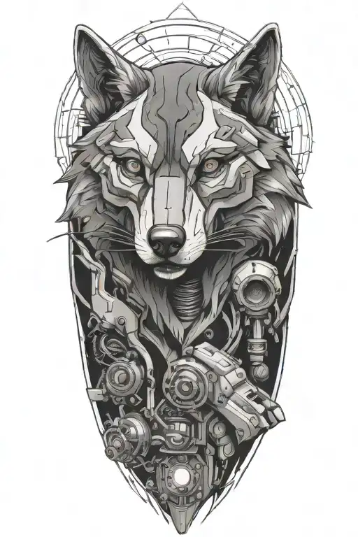Robot Wolf Tattoo
