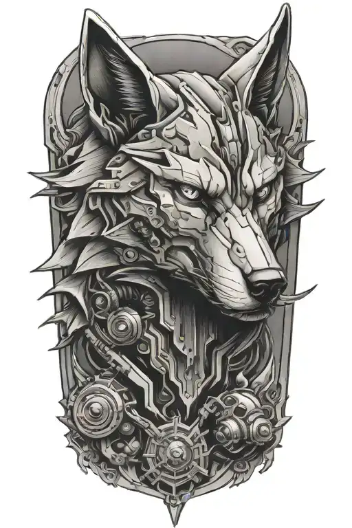 Robot Wolf Tattoo
