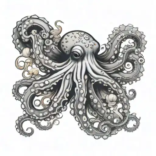 Deep Sea Octopus With Clown Fish And Anenome