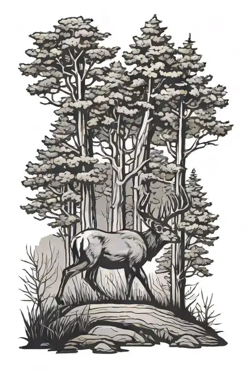 Buck Walking Into The Forest Wild