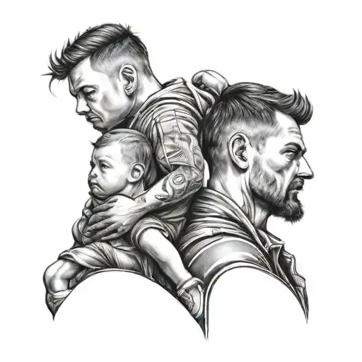 Dad And Son Machting Tattoo Design