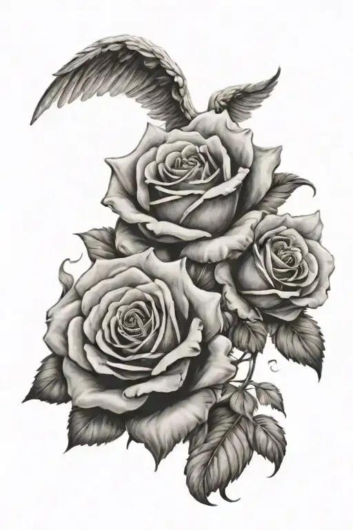 Angels And Clouds With A Rose