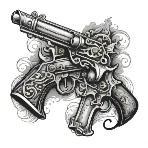 Two Pirate Flintlock Pistols Crossing Each Other