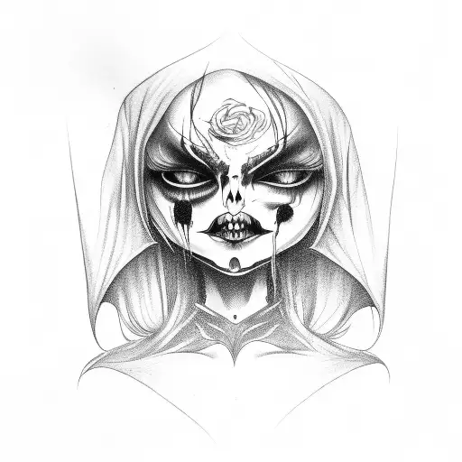 Creepy Gothic Style Witch Face With Background