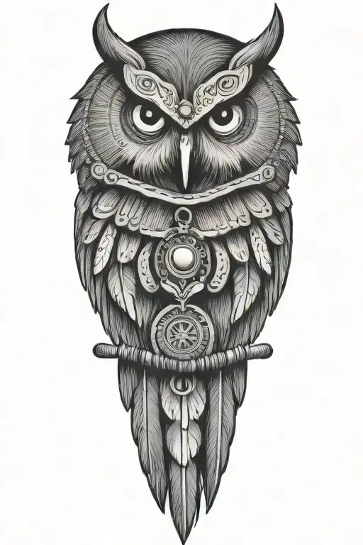 Owl With Native American Jewelry