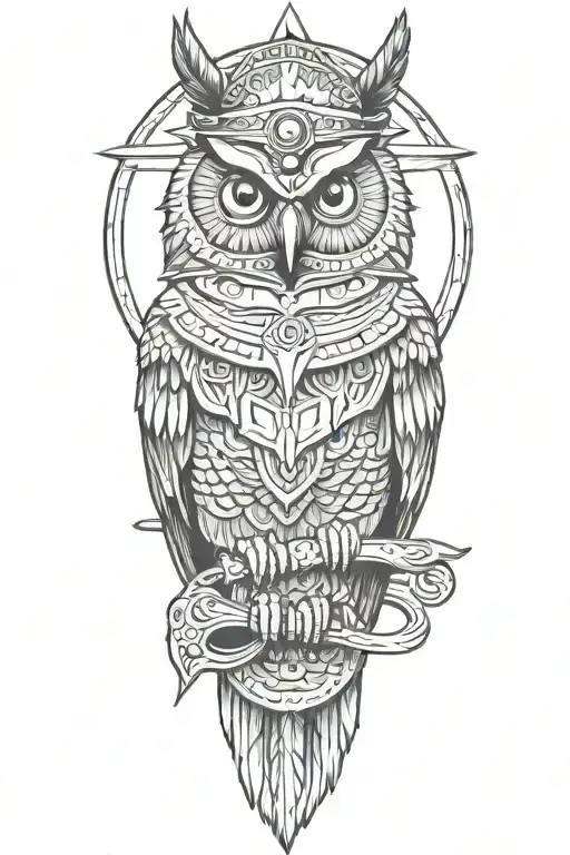 Native American Wizard Owl As Soldier