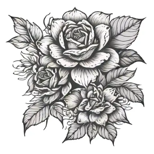 Rose And Water Lily And Hawthorn Flower