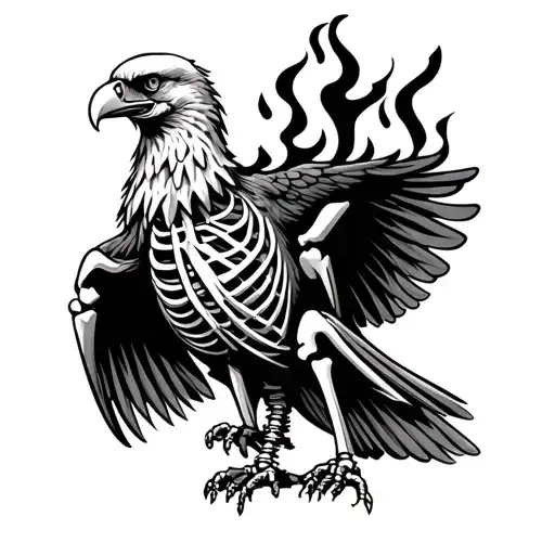 Skeleton Of An Eagle On Fire