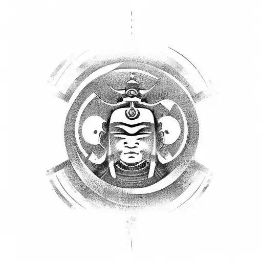 Samurai Warrior Meditating With A Yin Yang Symbol In The Background