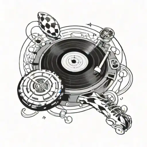 A Creative Fusion Of A Football And A Vinyl Record With Rock And Roll Lyrics