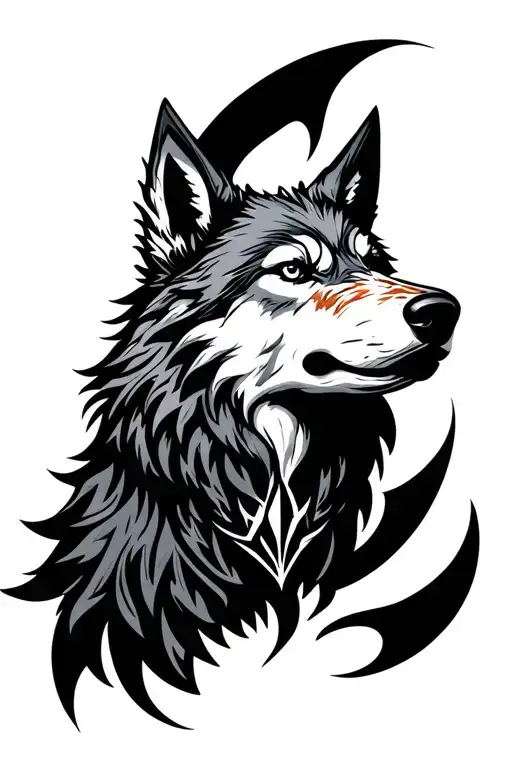 Norse Runic Wolf Face