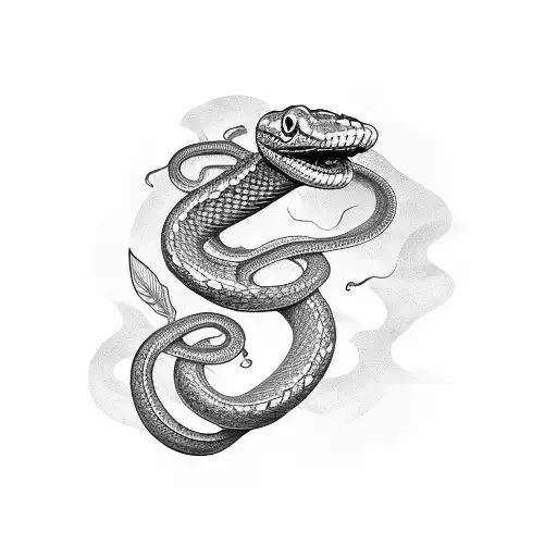 A Snake Wrapped Around A Quill Pen Writing A Mysterious Poem On A Parchment Scroll