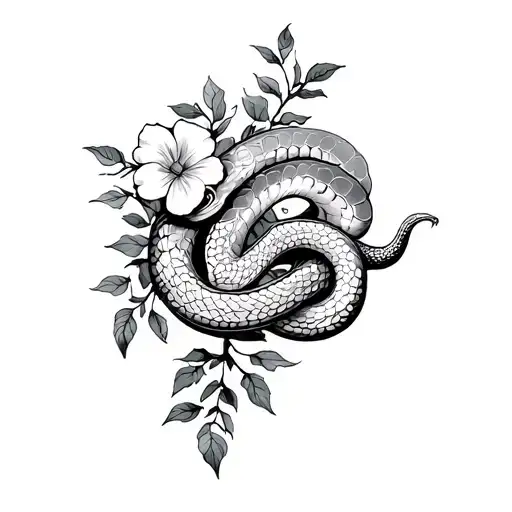 Flower Vines With A Snake Running Through