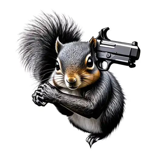 Squirrel Holding A Gun