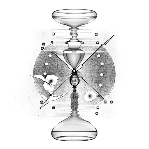 Hourglass With Water Clock And Poppy