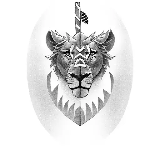 A Black And Grey Tattoo Of A Rugby Player Honoring Their Brother With A Lion And Eagle Motif