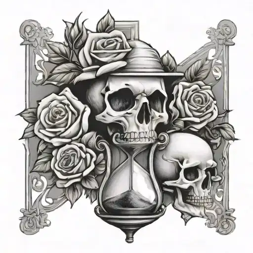 Hourglass Skull Rose