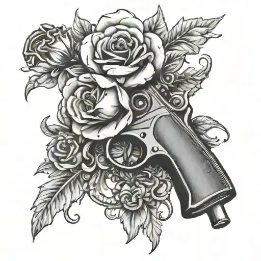 Flower Holding A Gun Wrapped