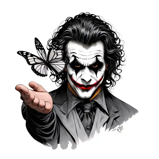 A Joker Holding A Butterfly In His Hand
