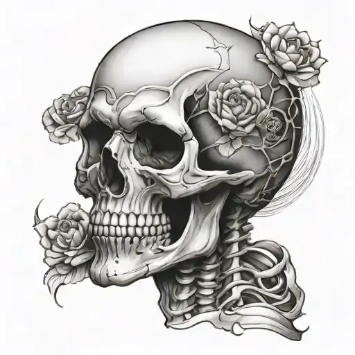 Half Skeleton Skull Half Human Face