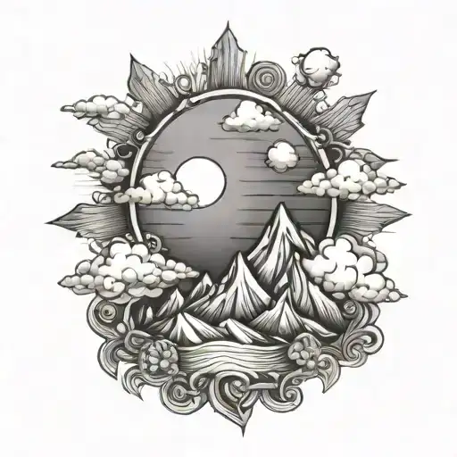 Sun Clouds Mountains