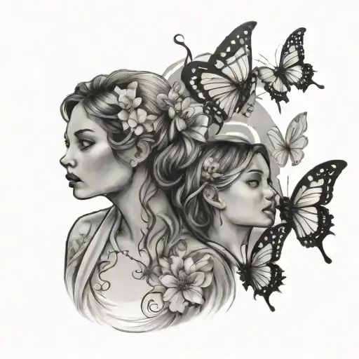 Butterfly Mother Daughter And Boy