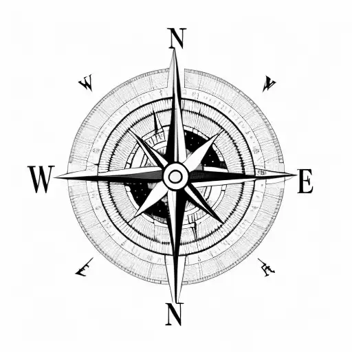 Compass With Camera Lens In The Middle Minimlist Modern Design