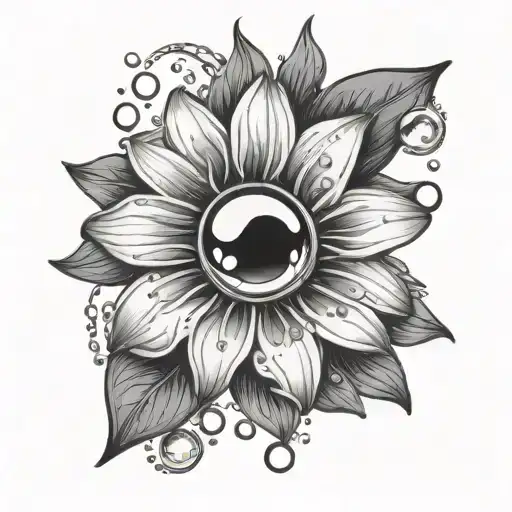 Black Eye Susan Flower And Bubbles